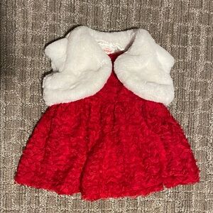 Cat & Jack Red Dress with White Faux Fur Holiday Set